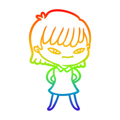 rainbow gradient line drawing cartoon woman