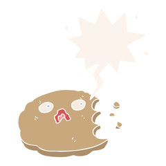 cartoon cookie and speech bubble in retro style