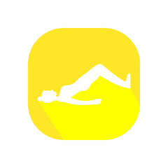Girls doing exercises in the gym. Arms, legs and butt training for women. Icon with long shadow and flat vector symbol.
