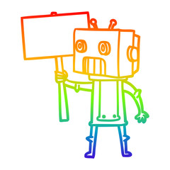rainbow gradient line drawing cartoon robot