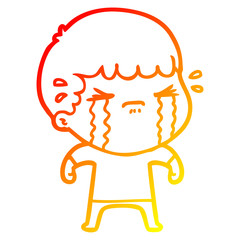 warm gradient line drawing cartoon man crying
