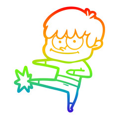 rainbow gradient line drawing happy cartoon man