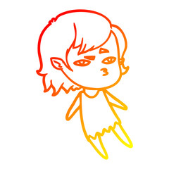 warm gradient line drawing cartoon vampire girl