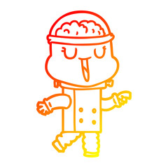 warm gradient line drawing happy cartoon robot