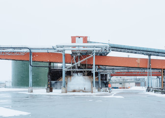 Industry structure with pipes in snow