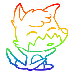 rainbow gradient line drawing cartoon fox