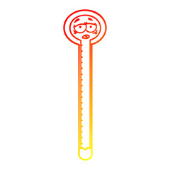 warm gradient line drawing cartoon thermometer