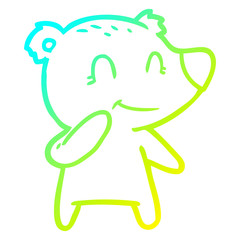 cold gradient line drawing smiling polar bear cartoon