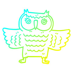 cold gradient line drawing cartoon wise old owl