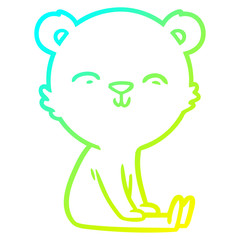 cold gradient line drawing happy cartoon polar bear sitting