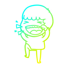 cold gradient line drawing cartoon laughing man