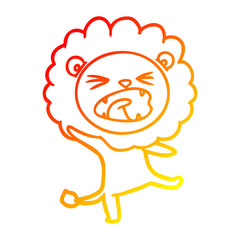 warm gradient line drawing cartoon lion