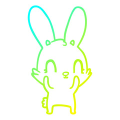 cold gradient line drawing cute cartoon rabbit