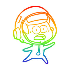 rainbow gradient line drawing cartoon surprised astronaut