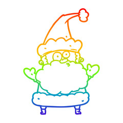 rainbow gradient line drawing confused santa claus shurgging shoulders