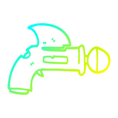 cold gradient line drawing cartoon ray gun