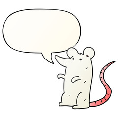 cartoon rat and speech bubble in smooth gradient style