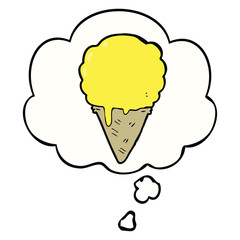 cartoon ice cream and thought bubble