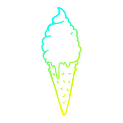cold gradient line drawing cartoon ice cream