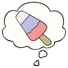 cartoon ice lolly and thought bubble