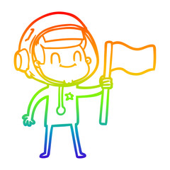 rainbow gradient line drawing happy cartoon astronaut