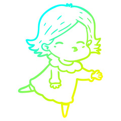 cold gradient line drawing cartoon woman