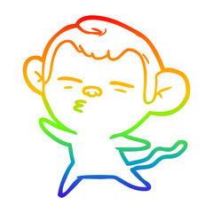rainbow gradient line drawing cartoon suspicious monkey