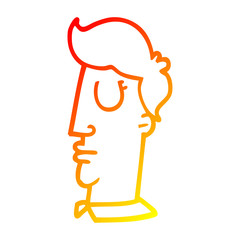 warm gradient line drawing cartoon human head