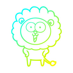 cold gradient line drawing happy cartoon lion