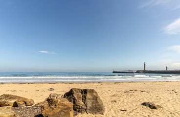 Whitby beach and pier.