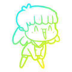 cold gradient line drawing cartoon woman