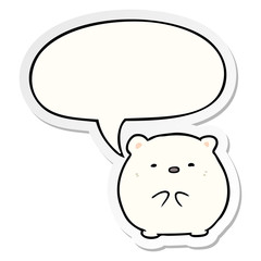 cute cartoon polar bear and speech bubble sticker