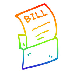 rainbow gradient line drawing cartoon bill in envelope