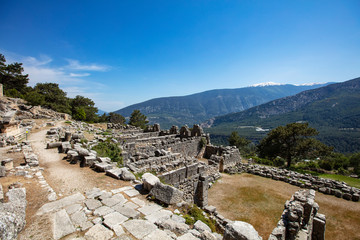 Ancient Lycian City of Arykanda. Overview of the gymnasium complex. Arykanda is an ancient city built on mountain terraces at an altitude of 1000 meter. It is an amazing ancient city. Antalya-Turkey