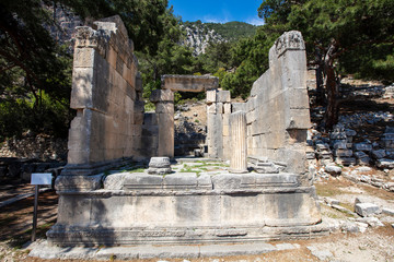 Ancient Lycian City of Arykanda. Overview of the gymnasium complex. Arykanda is an ancient city built on mountain terraces at an altitude of 1000 meter. It is an amazing ancient city. Antalya-Turkey