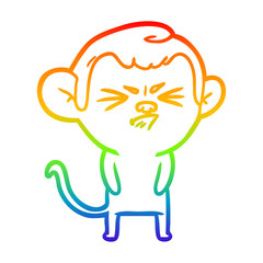 rainbow gradient line drawing cartoon annoyed monkey