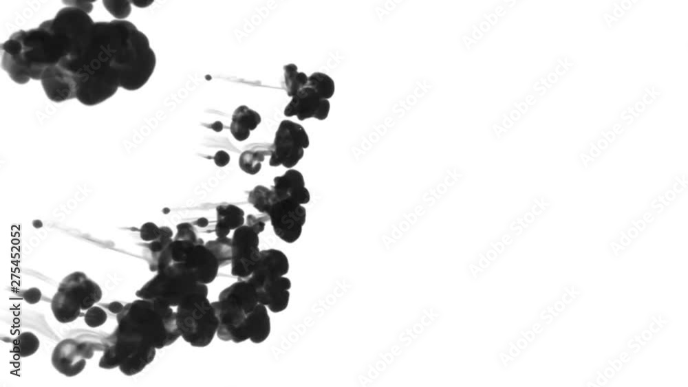 Aufkleber 3d render of black ink injection dissolves and spread in water on white background with luma matte a