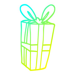 cold gradient line drawing cartoon wrapped gift