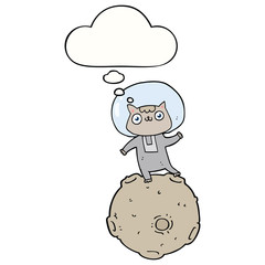 cute cartoon astronaut cat and thought bubble