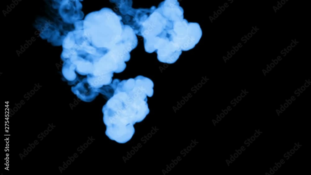 Aufkleber 3d render of blue ink injection dissolves and spread in water on black background with luma matte as