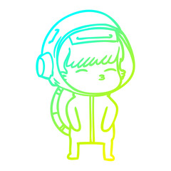 cold gradient line drawing cartoon curious astronaut