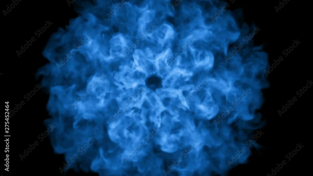 Aufkleber 3d render of blue ink injection dissolves and spread in water on black background with luma matte as