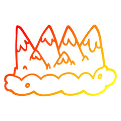 warm gradient line drawing cartoon mountains