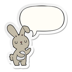 cute cartoon rabbit and speech bubble sticker