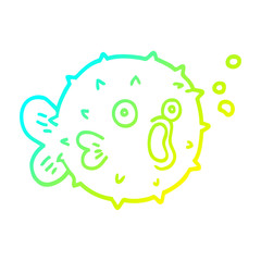 cold gradient line drawing cartoon blow fish