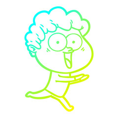 cold gradient line drawing excited man cartoon