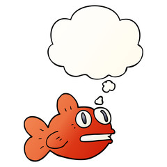cartoon fish and thought bubble in smooth gradient style