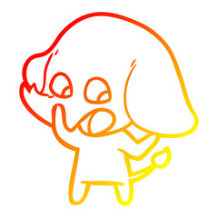 warm gradient line drawing cute cartoon elephant