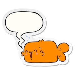 cartoon fish and speech bubble sticker
