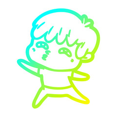 cold gradient line drawing cartoon curious man